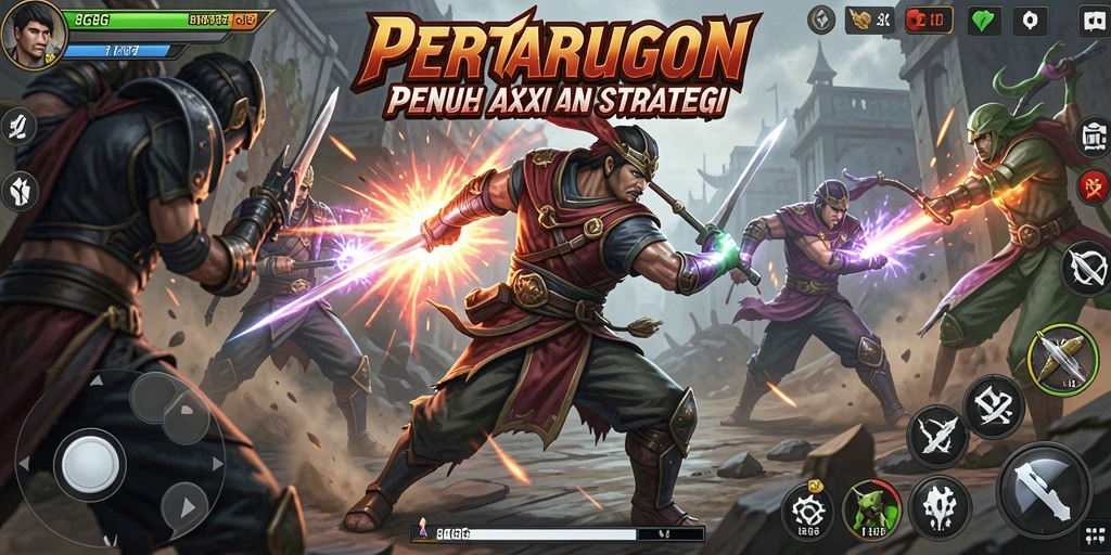Gameplay mendebarkan dengan karakter fighting yang beragam.