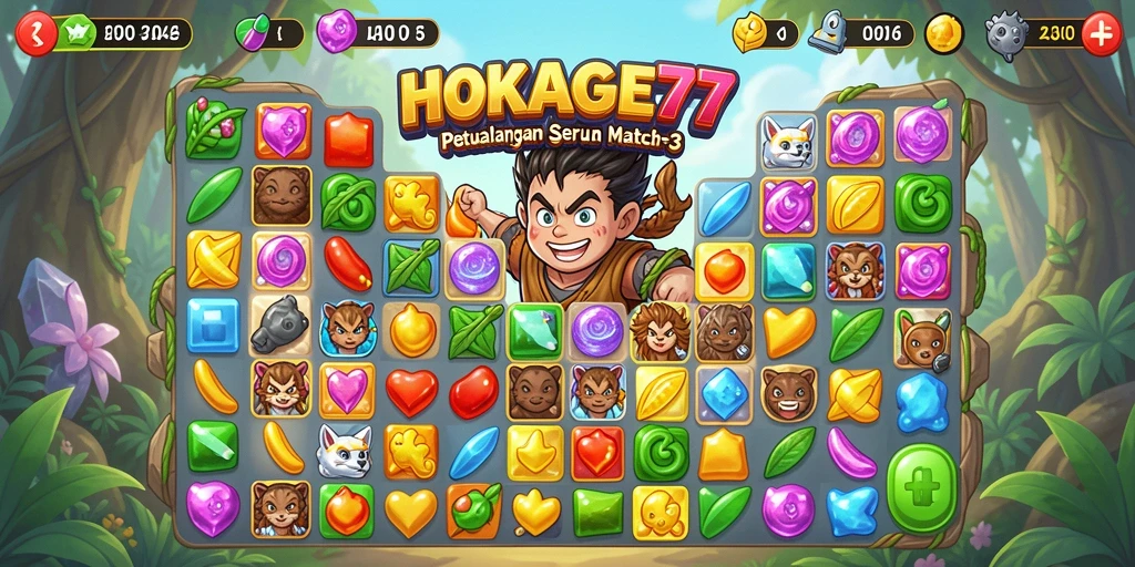 Tampilan gameplay seru dari HOKAGE77 yang penuh warna.