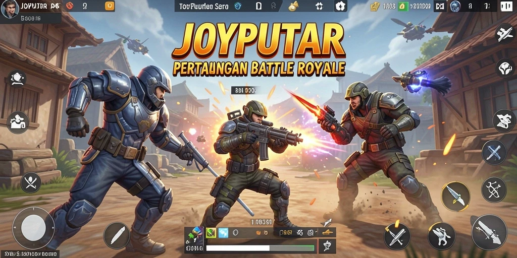 Screenshot utama JOYPUTAR menampilkan aksi pertarungan Battle Royale yang mendebarkan.