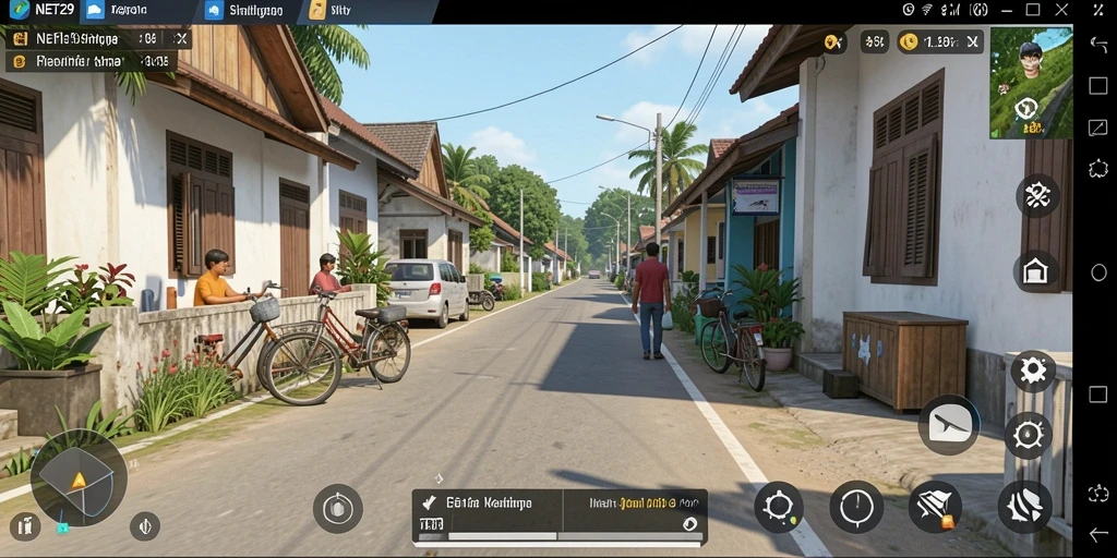 Screenshot NET29 menampilkan karakter yang sedang berinteraksi dalam gameplay Simulation.