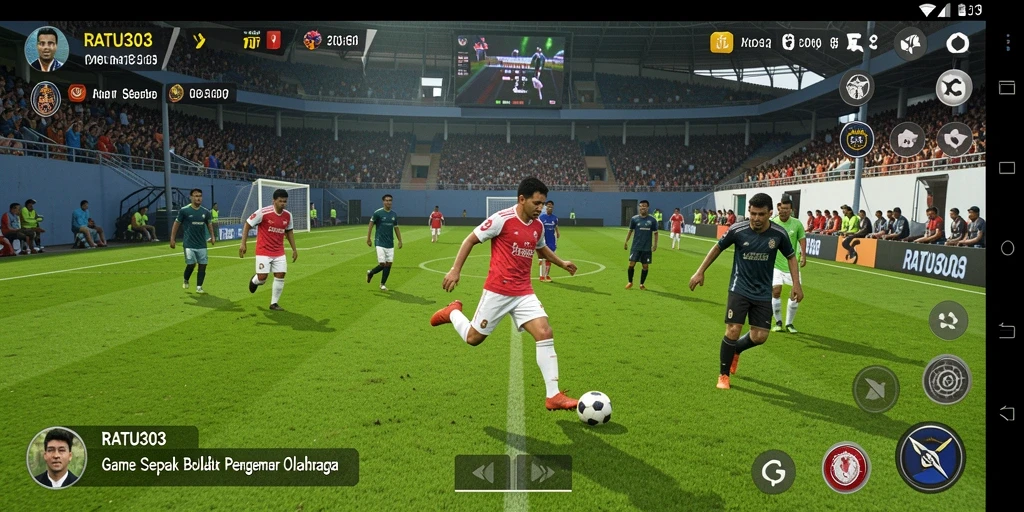 Tampilan gameplay mendebarkan dalam RATU303 di lapangan sepak bola.