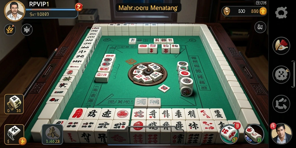 Tampilan gameplay mengasyikkan dari RPVIP1 dalam pertandingan Mahjong.